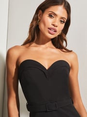 Lipsy Black Premium Sweetheart Detachable Feather Hem Midi Dress - Image 4 of 4