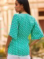 Sosandar Green Twist Detail Wrap Top - Image 4 of 6