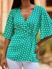 Sosandar Green Twist Detail Wrap Top - Image 6 of 6