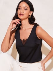 Lipsy Black V Neck Cami Vest Top - Image 1 of 5