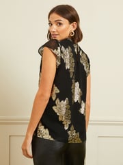 Love & Roses Black Petite Flutter Sleeve Shell Top - Image 3 of 4