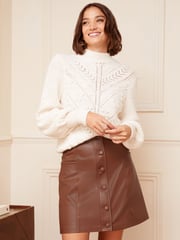 Laura Whitmore X Love & Roses Camel Faux Leather Mini Skirt - Image 1 of 4