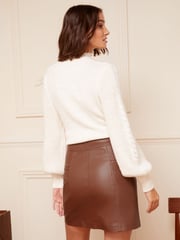 Laura Whitmore X Love & Roses Camel Faux Leather Mini Skirt - Image 4 of 4