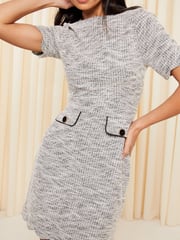 Friends Like These Black/White Short Scallop Sleeve Shift Dress - Image 1 of 4