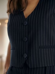 Lipsy Navy Blue Fitted Tailored Buttoned Waistcoat - Image 2 of 4