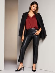 Lipsy Burgundy Red V Neck Cami Vest Top - Image 3 of 4