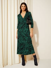 Friends Like These Green Long Sleeve Jersey Wrap Midi Dress - Image 3 of 4