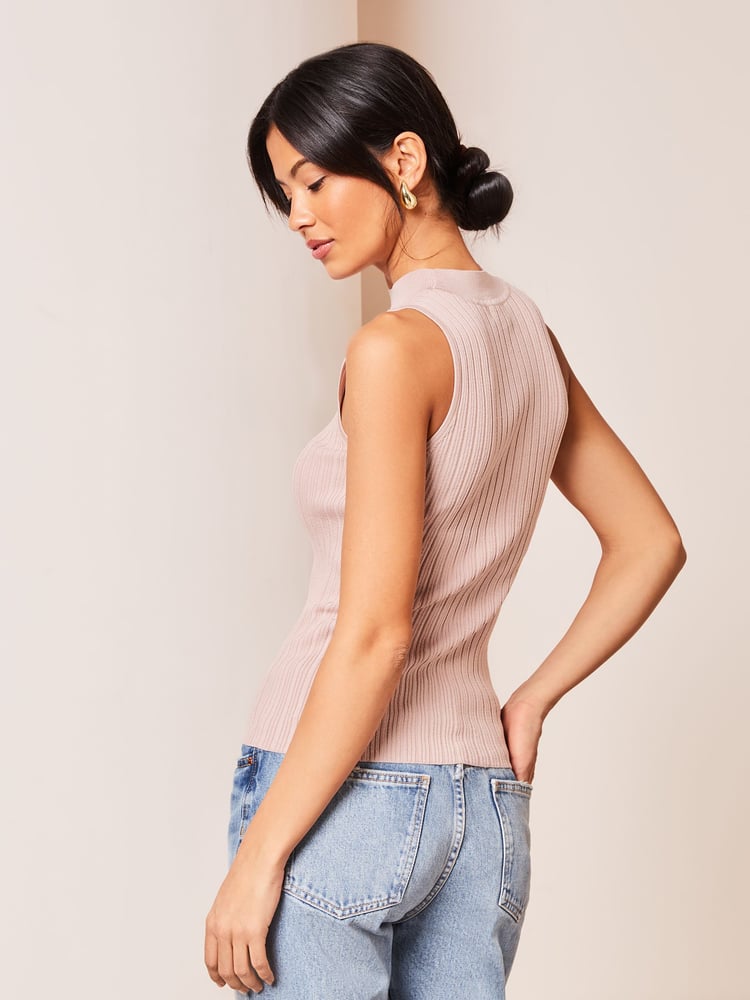 Lipsy Pink Fitted Knit Chevron Vest - Image 2 of 4 Lipsy Pink Fitted Knit Chevron Vest - Image 2 of 4