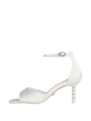 Lipsy White Regular Fit Devote Kitten Heeled Pearl Wedding Sandal - Image 5 of 5