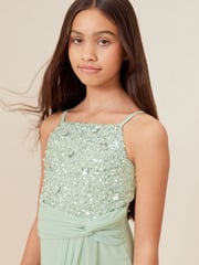 Lipsy Sage Green Strap Maxi Prom Dress - Image 4 of 4