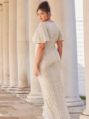 Lipsy Champagne Gold Curve Sequin Cowl Neck Reversible Bridesmaid Dress - Image 3 of 3