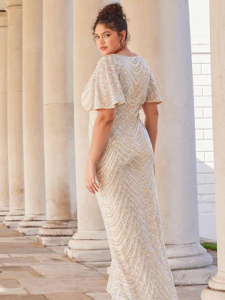 Lipsy Champagne Gold Curve Sequin Cowl Neck Reversible Bridesmaid Dress - Image 3 of 3 Lipsy Champagne Gold Curve Sequin Cowl Neck Reversible Bridesmaid Dress - Image 3 of 3