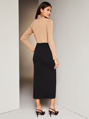 Lipsy Black Twist Front Jersey Midi Skirt - Image 2 of 4