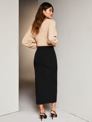 Lipsy Black Petite Tailored Column Midi Skirt - Image 2 of 4