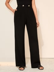 Friends Like These Black Wide Leg Trousers With Linen - Image 1 of 4