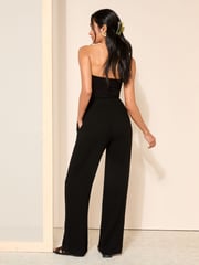 Friends Like These Black Wide Leg Trousers With Linen - Image 2 of 4