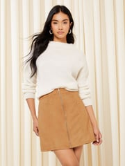 Friends Like These Camel Zip Through Mini Skirt - Image 2 of 4