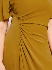 Lipsy Green Curve Ruched Asymmetrical Flutter Sleeve Midi Dress - Image 4 of 4
