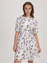 Florere Printed Puff Sleeve Mini Dress - Image 1 of 6