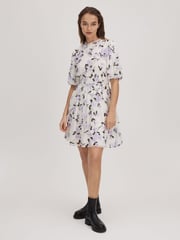 Florere Printed Puff Sleeve Mini Dress - Image 3 of 6