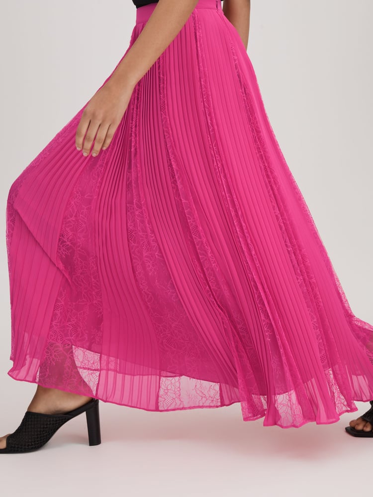 Florere Lace Pleated Midi Skirt - Image 1 of 6