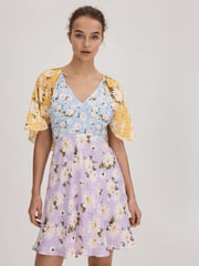 Florere Printed Cape Sleeve Mini Dress - Image 1 of 6