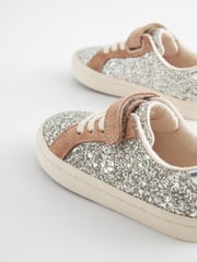 Silver Glitter Standard Fit (F) Elastic Lace Trainers - Image 3 of 4