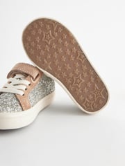 Silver Glitter Standard Fit (F) Elastic Lace Trainers - Image 4 of 4