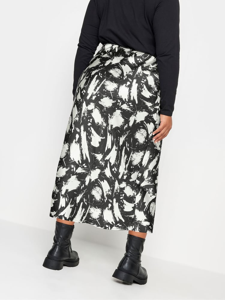 Yours Curve Black Bias Cut Skirt - Image 2 of 4