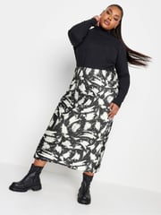 Yours Curve Black Bias Cut Skirt - Image 3 of 4