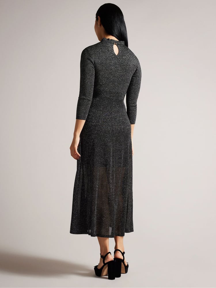 Ted Baker Black Metallic Kannie Knitted Midi Dress - Image 2 of 5