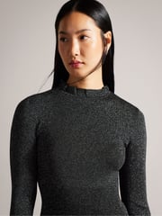 Ted Baker Black Metallic Kannie Knitted Midi Dress - Image 3 of 5