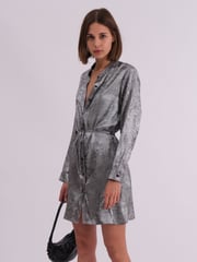 Religion Silver Metallic Long Line Fold Tunic Dress With Skinny - Image 1 of 6