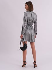 Religion Silver Metallic Long Line Fold Tunic Dress With Skinny - Image 3 of 6