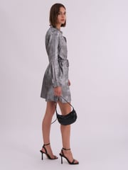 Religion Silver Metallic Long Line Fold Tunic Dress With Skinny - Image 4 of 6