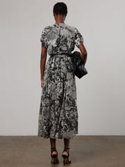 Religion Black & Grey Marble Print Delight Maxi Wrap Dress With Cap Sleeve in Beautiful Prints - Image 4 of 6