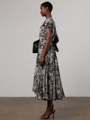 Religion Black & Grey Marble Print Delight Maxi Wrap Dress With Cap Sleeve in Beautiful Prints - Image 5 of 6