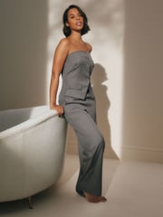 Grey Rochelle Humes Pinstripe Bandeau Jumpsuit - Image 2 of 6