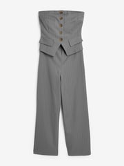Grey Rochelle Humes Pinstripe Bandeau Jumpsuit - Image 6 of 6