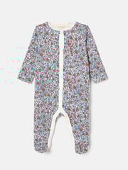 Joules Girls' Razamataz Blue Ditsy Print Cotton Babygrow - Image 1 of 4