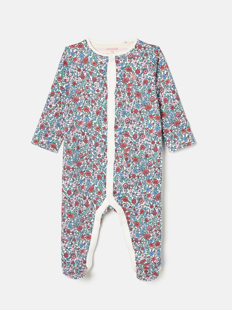 Joules Girls' Razamataz Blue Ditsy Print Cotton Babygrow - Image 1 of 4