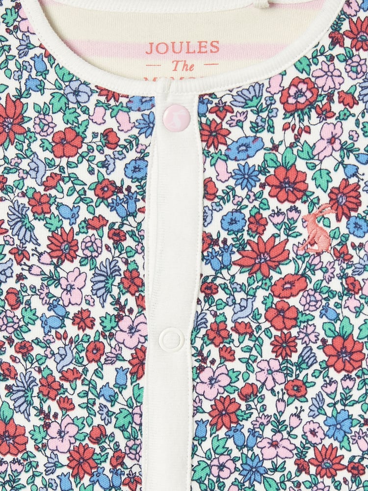 Joules Girls' Razamataz Blue Ditsy Print Cotton Babygrow - Image 2 of 4