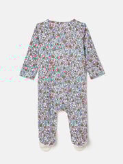 Joules Girls' Razamataz Blue Ditsy Print Cotton Babygrow - Image 3 of 4