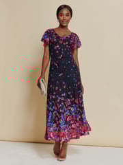 Jolie Moi Pink Mirrored Print Lace Maxi Dress - Image 3 of 7