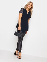 M&Co Blue M&Co Angel Sleeve Shimmer Wrap Blouse - Image 3 of 4