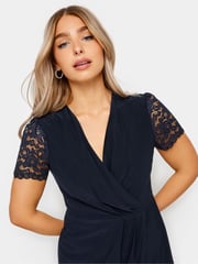 M&Co Blue M&Co Angel Sleeve Shimmer Wrap Blouse - Image 4 of 4
