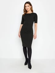 M&Co Black Petite Pleat Detail Dress - Image 1 of 5