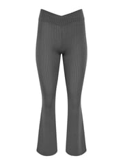 PixieGirl Petite Grey V-Front Ribbed Flare Trousers - Image 6 of 6