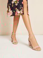 Friends Like These Nude Pink Wide FIt Low Block Heel Sandal - Image 3 of 4