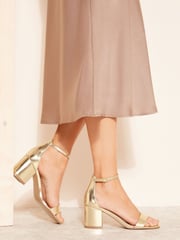 Friends Like These Gold Low Block Heel Sandal - Image 3 of 4